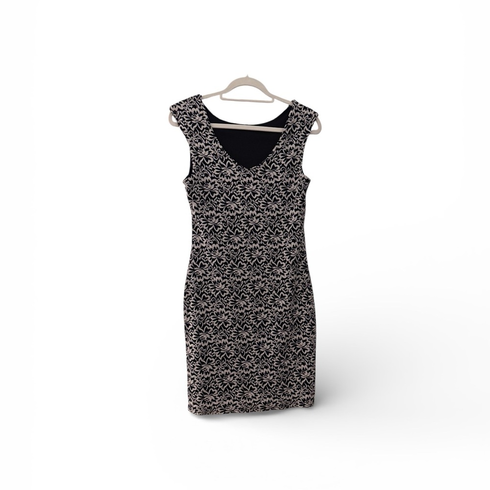 Suzy Shier Black & White Floral Sheath Dress | Sleeveless | S